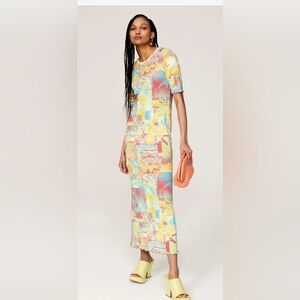 Colorful Ganni Abstract Print Maxi Dress